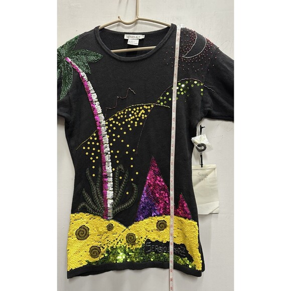 SEMPLICE Sergio Lopez women size small pullover black sweater sequins and beads - Picture 6 of 8